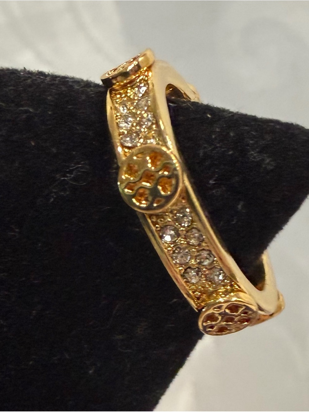 Tory Burch Rose Gold Crystal Pavé Logo Band new size 6.5
